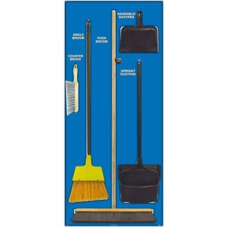 NMC National Marker Janitorial Shadow Board Combo Kit, Blue on White, General Purpose Composite- SBK102ACP